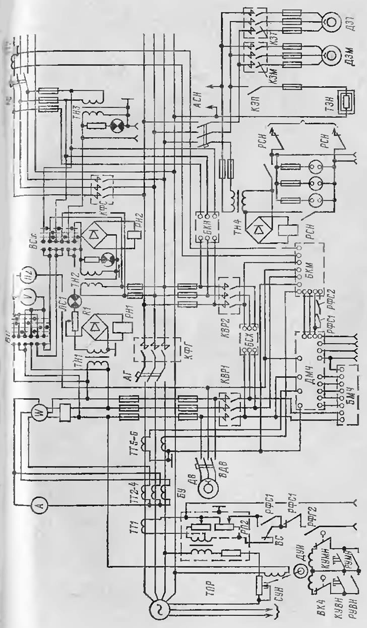 Принципиальная схема дизель-генератора АСДА-100 полупроводниковыми блоками автоматики