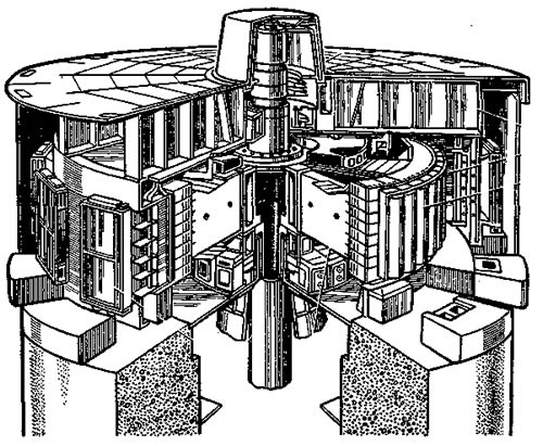 Общий вид современного вертикального гидрогенератора