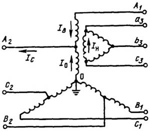 Схема трехфазного трехобмоточного автотрансформатора